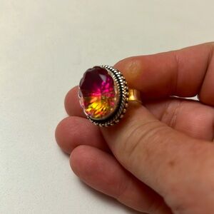 Genuine Tourmaline set in Sterling Silver .925, Sz 7